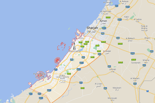 Waar ligt Dubai op de kaart