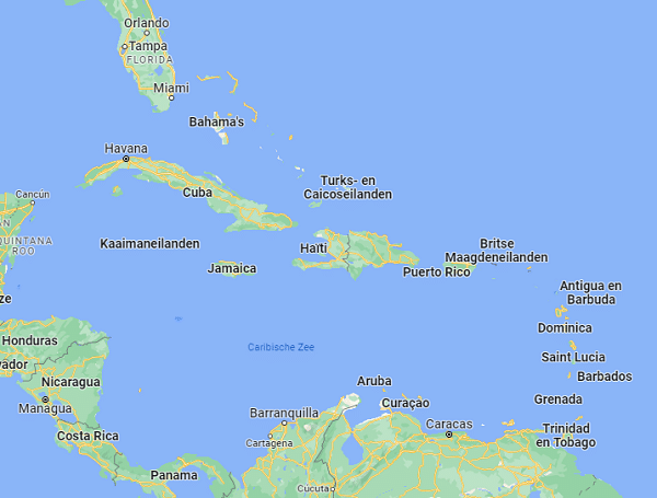 Caribische eilanden - ligging op de kaart